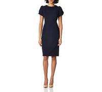 Calvin Klein Women's Tulip Short Sleeve Scuba Crepe Mini Dress, Indigo, 18