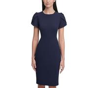 Calvin Klein Women's Tulip Sleeved Above The Knee Sheath Dress, Indigo, 18