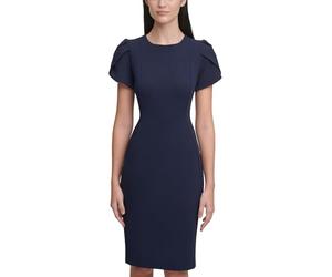 Calvin Klein Women's Tulip Sleeved Above The Knee Sheath Dress, Indigo, 18