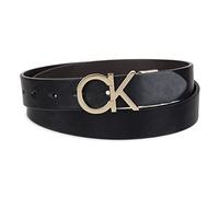 Calvin Klein Women's Two-in-one Reversible Ck Monogram Buckle Belt, Black/Brown Plaque, S