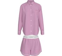 Calvin Klein Women's V DAY POPLIN SET LV00QS7581 Set, Pink (19471 TRAIL STRIPE+PINK ESSENCE), L