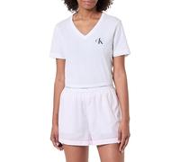 Calvin Klein Women's V DAY POPLIN SHORT LV00QS7573 Sleep Bottom, White (19842 ECHO STRIPE+WHITE/PINK ESSENC), M