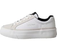 Calvin Klein Women's Vulc Flatf Laceup Ny-Su HW0HW03086 Low Top, White (Bright White/Black), 4