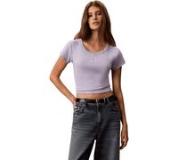 Calvin Klein Women's Woven Monologo Rib Baby Tee - Cosmic Sky