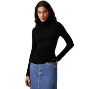 Calvin Klein Women's Woven Roll Neck Jumper, Black (Ck Black), XXS
