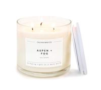 Calyan Wax Scented Candle, Aspen & Fog, 3 Wick Candle for The Home Scented with Pine & Cedarwood, 14.9 oz Soy Wax Candles with 43 Hour Burn Time, Non Toxic Large Candles in Glass Jar