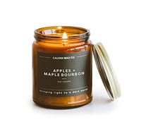 Calyan Wax Soy Wax Candle, Apples & Maple Bourbon Scented Candle for The Home | Premium Candle with Essential Oils | 7.2 oz 57 Hour Burn | Soy Candle in Amber Glass Jar | Aromatherapy, Gift