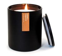 Calyan Wax Soy Wax Candle, Cedar & Tobacco Scented Candle for The Home | Premium Candles with Essential Oils | 10.2 oz 50 Hour Burn Time | Soy Candles in Matte Black Jar