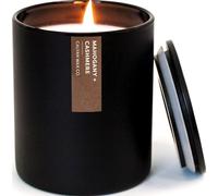 Calyan Wax Soy Wax Candle, Mahogany & Cashmere Scented Candle | Premium Candle with Essential Oils | 10.2 Oz 50 Hour Burn | Soy Candle in Black Jar for Decor, Gift for Men & Women