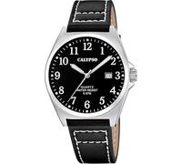 Calypso Mens Black Leather Strap Watch K5868/4