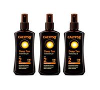 Calypso Deep Tan Moisturising Oil Spray SPF 2 | Triple Pack 3 x 200ml | Enriched with Monoi Tahiti Oil | Water Resistant Tanning Oil | Moisturising Sun Care for a Golden Glow