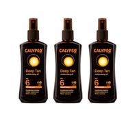 Calypso Deep Tan Moisturising Oil Spray SPF 6 | Triple Pack 3 x 200ml | Enriched with Monoi Tahiti Oil | Water Resistant Sun Care | Lightweight Moisturising Tanning Oil Spray
