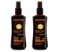 Calypso Deep Tanning Oil Spray SPF 30 - 2×200ml | Monoi de Tahiti Tanning Accelerator for Fast Golden Glow | Water-Resistant, Non-Greasy, Hypoallergenic Sun Tan Enhancer for All Skin Types