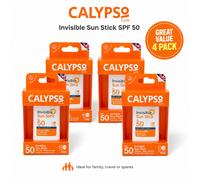 Calypso Invisible Sun Stick SPF50 4 x 15g Water Resistant Kids UVA UVB Suncream