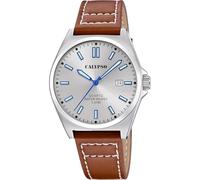 Calypso K5868/2 Mens Stainless Steel Watch with Leather Strap | Quartz Movement, Calendar, High Resistance Mineral Crystal, Water Resistant 5 ATM Elegant K5868/2 Basic