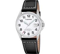 Calypso Mens Silver Leather Strap Watch K5870/1