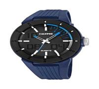 Calypso Men's Quartz Watch with Black Dial Analogue Display and Blue Plastic Strap K5629/3