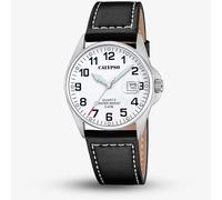 Calypso Mens Silver Leather Strap Watch K5870/1