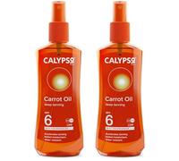 Calypso Original Carrot Oil 2-Pack (200ml) - Tanning Accelerator Oil, SPF 6, Fast Deep Tan Extender - Water-Resistant, No Self-Tanner - Enriched with Carrot, Vitamin A & E for Sun Tanning