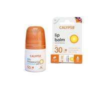 Calypso Sun Protection Twin Pack for Adults & Kids: SPF 50 Roll On Sunscreen & SPF 30 Lip Balm - Travel-Friendly Suncare Essentials