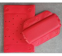 Calypso Tomato Red 2-Piece Tub Mat + Neck Pillow THIN 100% PVC Foam