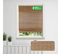 Calyx Interiors Cordless Bamboo Roman Blind, Light Filtering, 32.5" W x 64" H, Ceylon Maroon