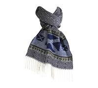 Calzeat of Scotland Grey and Blue Saltire Celtic Jacquard Wool Scarf