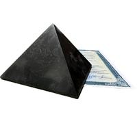 Calzette Shungite Energy Pyramid - Genuine Russian Stone for EMF Shielding, Grounding & Focus - Natural Protection Pyramid for Home, Office & Meditation (10cm)