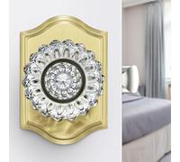 Calzibeno Crystal Door Knobs with Lock, Brushed Gold Glass Door Knobs Interior for Privacy Use, Gold Crystal Door Knobs Interior for Bedroom Bathroom, Vintage Glass Door Knob