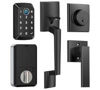 Calzibeno Keyless Entry Door Lock Deadbolt with Handle Set, Fingerprint Smart Locks for Front Door, Electronic Keypad Deadbolt with Auto Lock-Control, Easy Installation, One-Time Codes, Matte Black