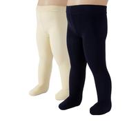 CALZITALY 2/4 Pairs Baby Plain Microfibre Semi Opaque Tights, Newborn Pantyhose | 40 DEN | 3 to 24 Months | Made in Italy (UK, Age, 6 Months, 2 Pairs: Navy+Cream)