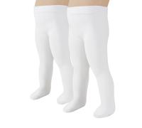 CALZITALY 2/4 Pairs Baby Plain Microfibre Semi Opaque Tights, Newborn Pantyhose | 40 DEN | 3 to 24 Months | Made in Italy (UK, Age, 6 Months, 2 Pairs: White)
