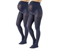 CALZITALY 2 Pairs of Opaque Maternity Tights, Elastic, Shaped Maternity Tights, Comfort Transitional Fashion, Black, Blue, S, M, L, XL, 40 Denier, Made in Italy, navy, L