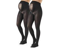 CALZITALY 2 PAIRS OPAQUE MATERNITY TIGHTS | STRETCHY, SOFT AND COMFORTABLE PREGNANCY PANTYHOSE | MID-SEASON TIGHTS FOR FUTURE MUM | 40 DEN | BLACK | S M L XL | MADE IN ITALY (M, Black)