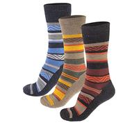 CALZITALY 3 Pairs of Merino Wool Socks with Striped Pattern | Blue, Beige, Black | 3/5, 5.5/7.5, 8/10 | Made in Italy (EU: 39/42 UK: 5.5/7.5, Multicolour)