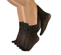 CALZITALY 4 Pairs Sheer Non Elastic Loose Top Socks, Polka Dots & Plain, 20 Den, Made in Italy