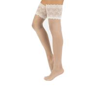 CALZITALY Bride Hold Ups Woman, Stay Up Stockings White Lace, S, M, L, XL, XXL, 3XL, 4XL, Made In Italy (3XL, Ivory)