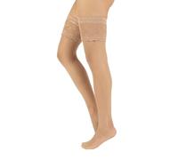 CALZITALY Bride Hold Ups Woman, Stay Up Stockings White Lace, S, M, L, XL, XXL, 3XL, 4XL, Made In Italy (XL, Natural Nude)