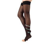 CALZITALY Medical Graduate Compression Hold Ups | 18-22 mm/Hg Strong Compression Open Toe Stay Ups | Black, Skin | S, M, L, XL | 140 DEN | Made in Italy (L, Black)