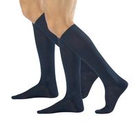 CALZITALY Men's Socks, 100% Scottish Lisle Thread Socks, Short and Mid-High Socks, High Cotton Socks, 2 Pairs | MADE IN ITALY (2 PAIRS OF HIGH SOCKS - NAVY, 10-12)