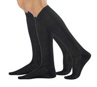 CALZITALY Men's Socks, 100% Scottish Lisle Thread Socks, Short and Mid-High Socks, High Cotton Socks, 2 Pairs | MADE IN ITALY (2 PAIRS OF HIGH SOCKS - BLACK RIBBED, 6-8)