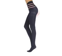 CALZITALY Opaque 3D Microfibre Tights with Control Body | Shaping Pantyhose | 100 DEN | Blue, Black | S, M, L, XL, XXL | Italian Hosiery | (L, BLUE)