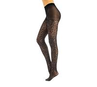 CALZITALY Opaque Micro- Fishnet Tights with Leopard Animal Pattern | Black | S/M, L/XL | 50 DEN | Made in Italy (L/XL, Black)