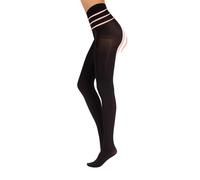 CALZITALY Opaque Shaping Tights with Control Body, Microfiber 3D Panyhose | Black, Blue | S, M, L, XL, XXL, 3XL, 4XL | 80 DEN | Italian Hosiery (3XL, Black)