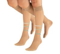 CALZITALY PACK 1/2, Medical Compression Socks, Strong Graduate Compression Knee-Hight Socks, 140 DEN | 18-22 mm/Hg | Made in Italy (Pack 2 - Beige, L/XL)
