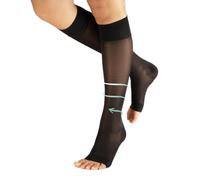 CALZITALY PACK 1/2 Open Toe Graduate Compression Knee-High Socks 18-22 mm/Hg | Medical Toeless Socks | Black, Skin | S/M, L/XL | 140 DEN | Made in Italy (Black, L/XL)