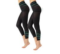 CALZITALY PACK 1/2 PAIRS Women's Opaque Medium Support 8 Mm/Hg and Shaper Leggings | S, M, L, Xl | Black | 100 Den | Made in Italy (S, 2 X Black)