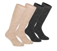 CALZITALY PACK 2-4 PAIRS Alpaca Wool Socks, Long Wool Socks, Thermal Knee Highs, Wool Socks, Ribbed Socks, Winter Socks, Made in Italy (8,5-11, 2 PAIRS - Beige + Anthracite)