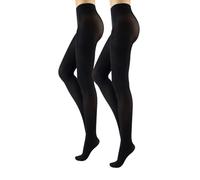 CALZITALY PACK 2 PAIRS - 40 Den Ladies Opaque Tights, Woman Everyday Pantyhose, Black, Brown, Bordeaux, Navy | S, M, L, XL | Italian Hosiery (L, Black)