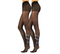 CALZITALY Pack 2 Pairs 40 Den Support Tights | Medium Compression Support Pantyhose | S M L | Black, Natural | Italian Hosiery | (Black, M)